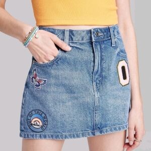 NWT Wild Fable Women's Retro Patches Denim Mini Skirt 10